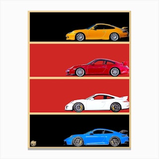 Porsche 911 Gt3 996 997 991 992 Supercar Canvas Print