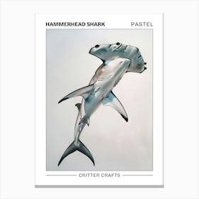 Hammerhead Shark Pastel Watercolour 3 Poster Canvas Print