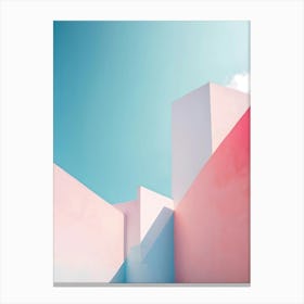 Pink And Blue Building Canvas Print