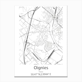 Oignies,France Minimalist Map Canvas Print