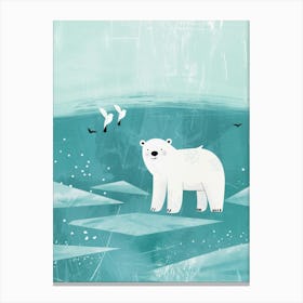 Polar Bear In The Ice Canvas Print