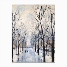 Winter City Park Painting Kensington Gardens London 3 Canvas Print
