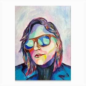 Abstract Woman Face Art Print with Positive Colors ,, Self Portrait,, Canvas Print