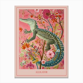 Floral Animal Painting Alligator 1 Poster Canvas Print