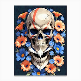 American Flag Floral Face Evil Death Skull (43) Canvas Print