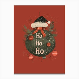 Festive Ho Ho Ho Bauble Red Canvas Print