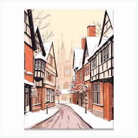Vintage Winter Travel Illustration Stratford Upon Avon United Kingdom 1 Canvas Print
