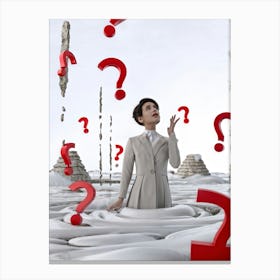 Abstract Human Concept Swirling In A Sea Of Confusion Marked By White Question Marks And Exclamation (7) Canvas Print