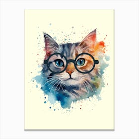 Cat With Glasses Canvas Print