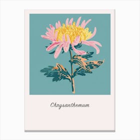 Chrysanthemum 2 Square Flower Illustration Poster Canvas Print