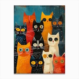 Funky Cats Painting Beautiful Canvas Print