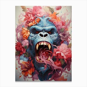 Gorilla With Flowers Canvas Print