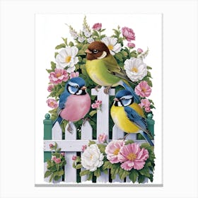 Birds On A Fence Canvas Print