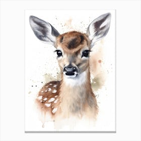 Baby Deer Watercolour Nursery 3 Canvas Print