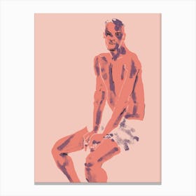 A Man Posing Pink Canvas Print