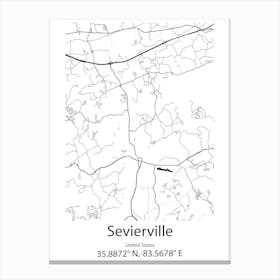 Sevierville,United States Minimalist Map Lienzo