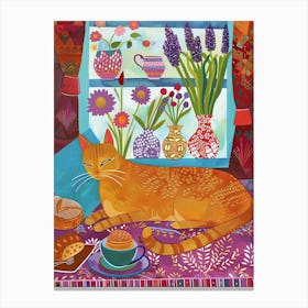 Tea Time With A Abyssinian Cat 2 Canvas Print