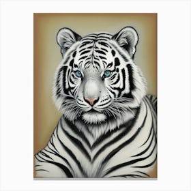 Vintage White Tiger Wildlife Canvas Print