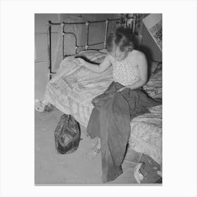 Young Married Girl Living In Mays Avenue Camp Patching Her Husband S Overalls, Oklahoma City, Oklahoma By Russell Canvas Print