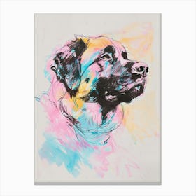 Pastel Leonberger Dog Pastel Line Illustration  1 Canvas Print
