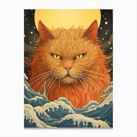 Ginger Cat, King Of The Nighttime Ocean Canvas Print