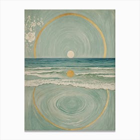 Moon And The Ocean Mirror Canvas Print