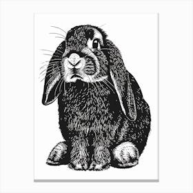 French Lop Blockprint Rabbit Illustration 4 Canvas Print