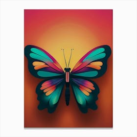 Butterfly On Sunset Background Canvas Print