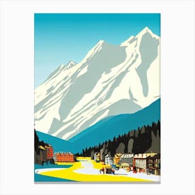 Chamonix, France Midcentury Vintage Skiing Poster Canvas Print