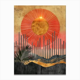 Sun And Palm Trees Canvas Print