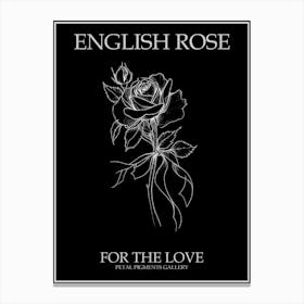 English Rose Black And White Line Drawing 23 Poster Inverted Canvas Print