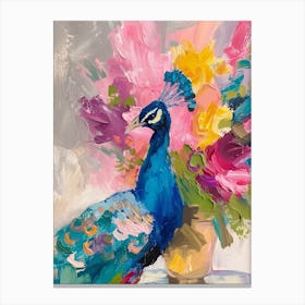 Colourful Brushwork Peacock 2 Canvas Print