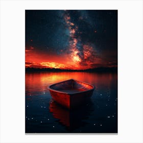 Red Boat In The Water Canvas Print