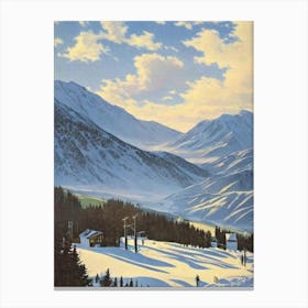Coronet Peak, New Zealand Ski Resort Vintage Landscape 1 Skiing Poster Canvas Print