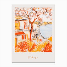 Fethiye Turkey Orange Drawing Poster Canvas Print