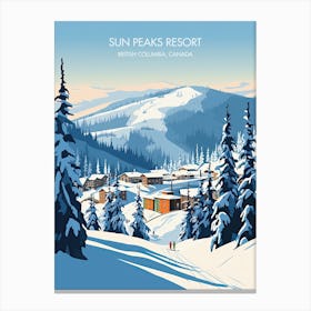 Poster Of Sun Peaks Resort   British Columbia, Canada, Ski Resort Illustration 3 Canvas Print