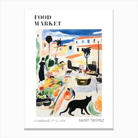 The Food Market In Saint Tropez 3 Illustration Poster Canvas Print