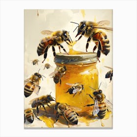 Colletidae Bee Storybook Illustration 11 Canvas Print