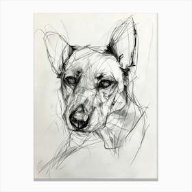 Minature Dog Charcoal Line 2 Canvas Print