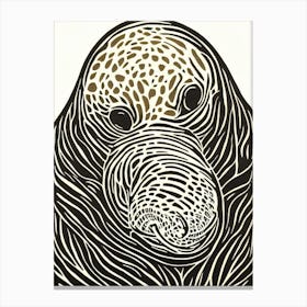 Elephant Seal Linocut Canvas Print