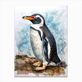 Humboldt Penguin Andrews Bay Watercolour Painting 2 Canvas Print