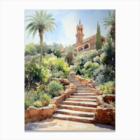 Park Gell Spain Watercolour Painting 1  Canvas Print