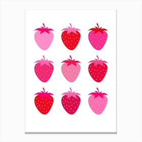 Pink And Red Strawberries Canvas Print