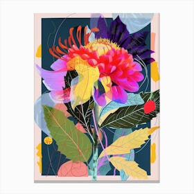 Dahlia 3 Neon Flower Collage Canvas Print