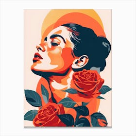 Girl With Roses Canvas Print