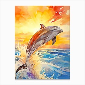 Dolphin Jumping Out Of The Water Canvas Print