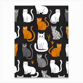 Cats On A Black Background Canvas Print