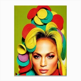 Jennifer Lopez Colourful Pop Art Canvas Print