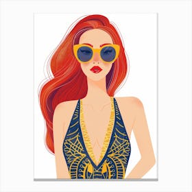 Illustration Of A Woman With Red Hair Canvas Print