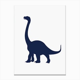 Navy Blue Dinosaur Silhouette 5 Canvas Print